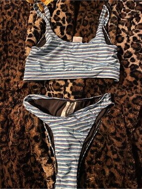 Striped Blue Bikini Set